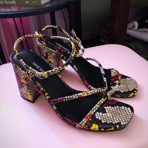 Nine West S6.5 snake skin sandal.